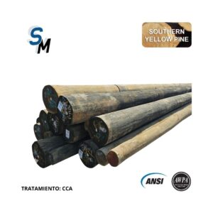 Poste de Madera Tratada Pino Amarillo del Sur CL.H2X75FT (22.86m) Preservante CCA, ANSI 05.1/AWPA