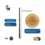 Poste de Madera Tratada Pino Amarillo del Sur CL.H2X75FT (22.86m) Preservante CCA, ANSI 05.1/AWPA