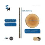 Poste de Madera Tratada Pino Amarillo del Sur Clase 2 40FT (12.192m) Preservante DCOI, ANSI 05.1/AWPA