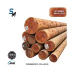 Poste de Madera Tratada Cedro Rojo CL2X40FT (12.19m) Preservante DCOI, ANSI 05.1/AWPA